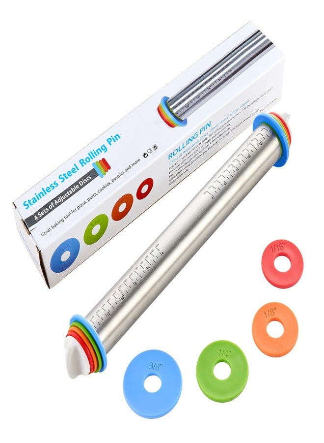 Jekero Adjustable Rolling Pin for Baking, with Thickness Rings Stainless Steel Dough Roller Pins for Pasta, Pizza, Pie Crust, Pastry and Cookie Making - Image 1